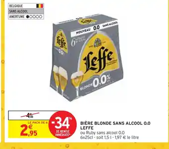 Intermarché Leffe bière blonde sans alcool 0.0 offre