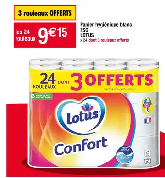 Cora x Carrefour Lotus papier hygiénique blanc fsc offre