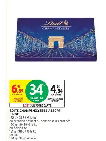 Intermarché Lindt boîte champs-élysées assorti offre