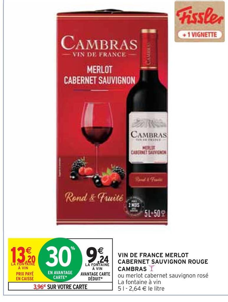 Promo Cambras Vin De France Merlot Cabernet Sauvignon Rouge Chez