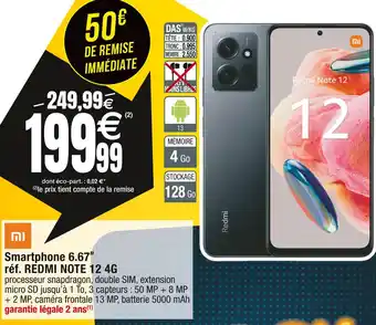 Cora x Carrefour Xiaomi smartphone 6.67ll réf. redmi note 12 4g offre