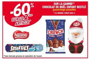 Cora x Carrefour Nestlé -60% sur le 2 article sur la gamme chocolat de noël enfant nestlé offre
