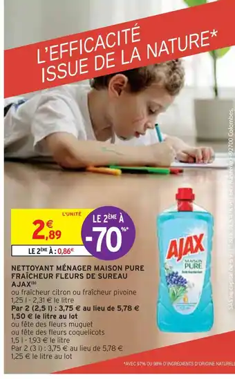 Intermarché Ajax nettoyant ménager maison pure fraîcheur fleurs de sureau(b) offre