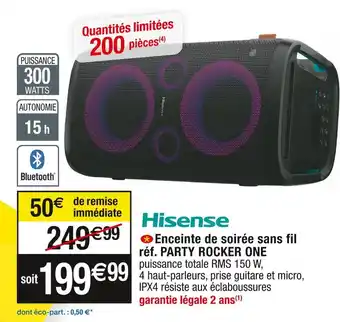 Cora x Carrefour Hisense enceinte de soirée sans fil réf. party rocker one offre
