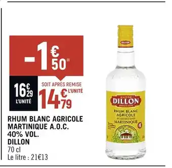 Petit Casino Dillon rhum blanc agricole martinique a.o.c. 40% vol offre