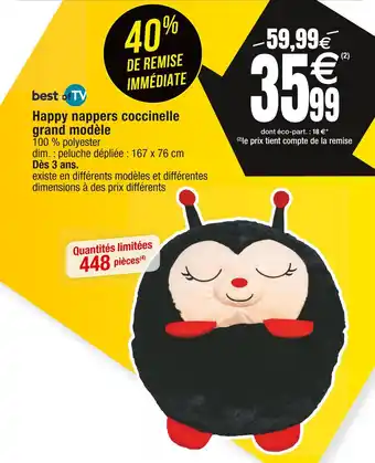 Cora x Carrefour Best of tv happy nappers coccinelle grand modèle offre