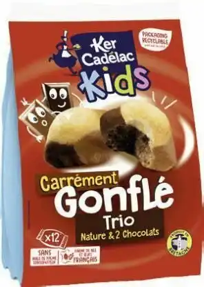 Géant Casino Madeleines Carrément Gonflé Trio Nature & 2 chocolats Kids offre