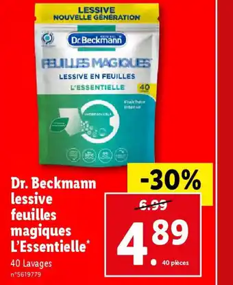 Lidl Dr.Beckmann LESSIVE EN FEUILLES L'ESSENTIELLE offre