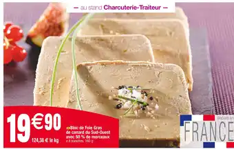 Cora x Carrefour Bloc de foie gras de canard du sud-ouest avec 50 % de morceaux offre