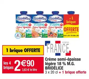 Cora x Carrefour Bridélice crème semi-épaisse légère 18 % m.g offre