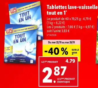 TABLETTES POUR LAVE-VAISSELLE TOUT EN 1*