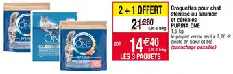 Cora x Carrefour Purina one croquettes pour chat stérilisé au saumon et céréales offre