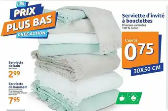 Action Serviette De Bain, Serviette De Hammam, Serviette D'invité à Bouclettes offre