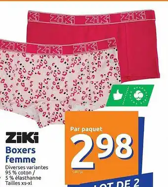 Action Boxers Femme Ziki offre