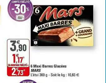 G20 6 Maxi Barres Glacées Mars offre