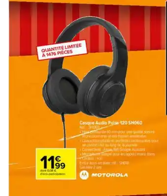 Carrefour Casque Audio Pulse 120 Sh060 Motorola offre