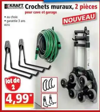 Crochet Muraux Pour Cave Et Garage Kraft, 2 PiĂšces