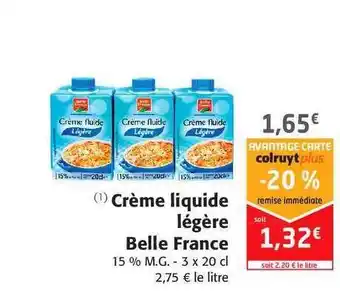 Colruyt Crème Liquide Légère Belle France offre