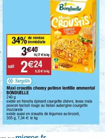 Migros Maxi croustis cheesy potiron lentille emmental BONDUELLE offre