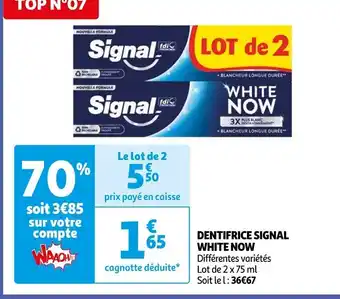 Auchan DENTIFRICE SIGNAL WHITE NOW offre