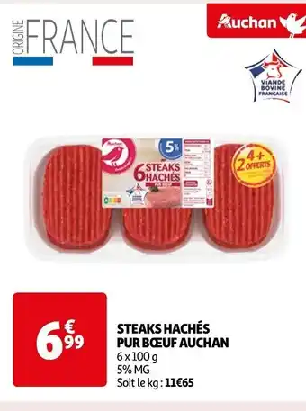 Auchan STEAKS HACHÉS PUR BŒUF AUCHAN offre