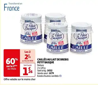 Auchan CAILLÉS AU LAIT DE BREBIS offre
