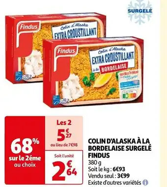 Auchan COLIN D'ALASKA À LA BORDELAISE SURGELÉ FINDUS offre