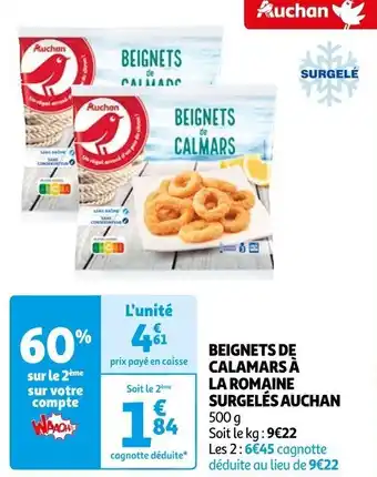 Auchan BEIGNETS DE CALAMARS À LA ROMAINE SURGELÉS AUCHAN offre