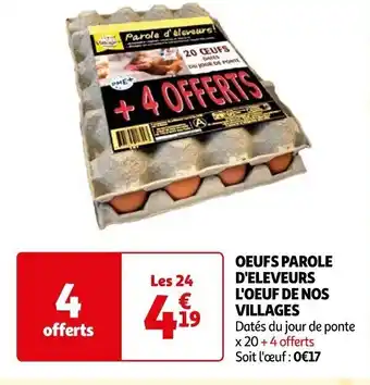 Auchan OEUFS PAROLE D'ELEVEURS L'OEUF DE NOS VILLAGES offre