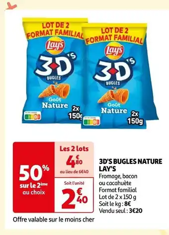 Auchan 3D'S BUGLES NATURE LAY'S offre