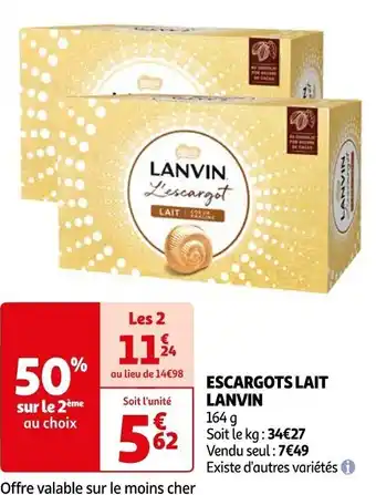 Auchan ESCARGOTS LAIT LANVIN offre