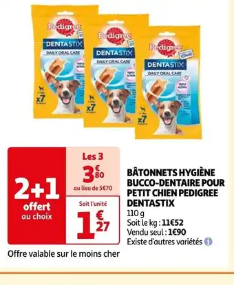 Auchan BÂTONNETS HYGIÈNE BUCCO-DENTAIRE POUR PETIT CHIEN PEDIGREE DENTASTIX offre