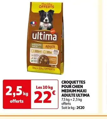 Auchan CROQUETTES POUR CHIEN MEDIUM MAXI ADULTE ULTIMA offre