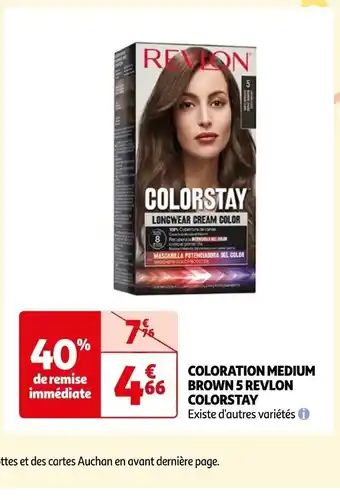 Auchan COLORATION MEDIUM BROWN 5 REVLON COLORSTAY offre