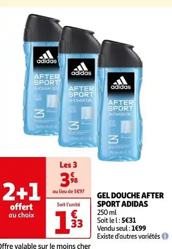 Auchan GEL DOUCHE AFTER SPORT ADIDAS 250 ml offre