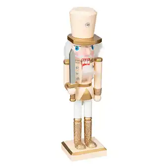 Bricomarché Déco de noël casse-noisette beige et blanc en bois h 25 cm offre