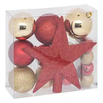 Bricomarché Déco de sapin de noël kit de 18 pièces boules et cimier - rouge et doré offre