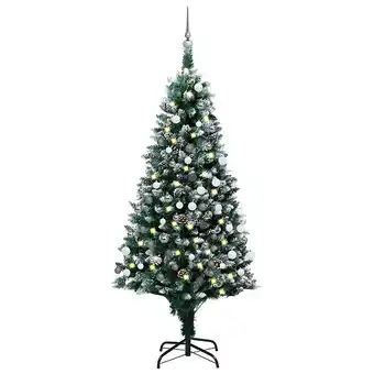Bricorama Vidaxl arbre de noël artificiel pré-éclairé/boules pommes de pin 180cm offre