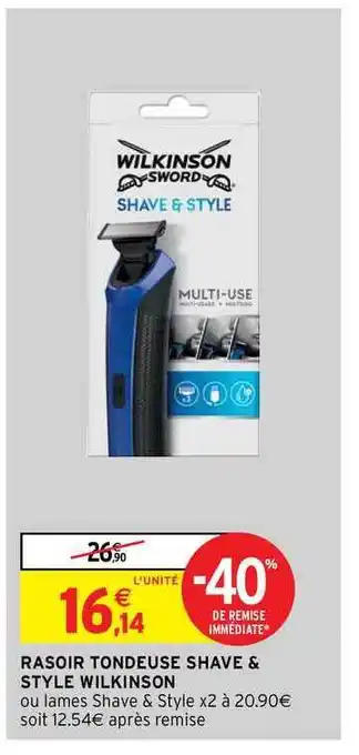 Intermarché Express Rasoir Tondeuse Shave & Style Wilkinson offre