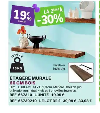 Shopix étagère Murale 60 Cm Bois offre