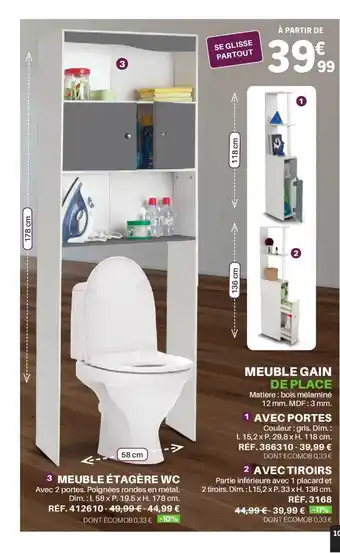 Shopix Meuble étagère Wc Meuble Gain offre