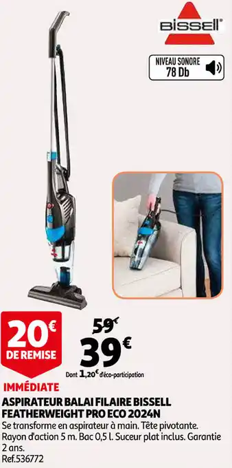 Auchan Aspirateur Balai Filaire Bissell Featherweight Pro Eco 2024n offre