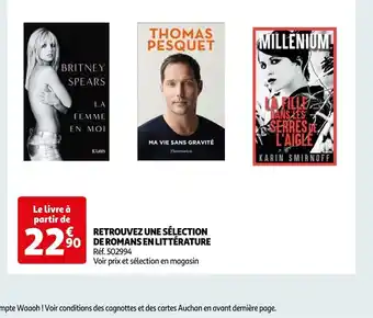 Auchan RETROUVEZ UNE SÉLECTION DE ROMANS EN LITTÉRATURE offre