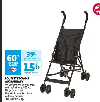 Promo POUSSETTE CANNE AUCHAN BABY chez Auchan