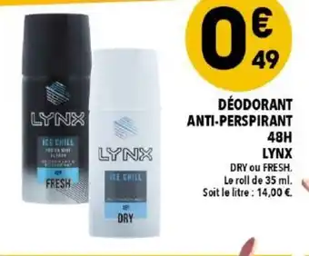 Supeco Déodorant anti-perspirant 48H lynx offre