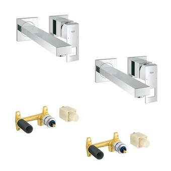 Brico Cash Lot de 2 mitigeurs lavabo mural grohe eurocube m + corps encastré offre