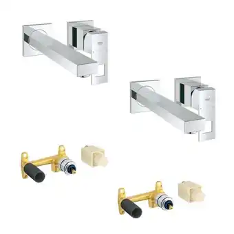 Brico Cash Lot de 2 mitigeurs lavabo mural grohe eurocube m + corps encastré offre