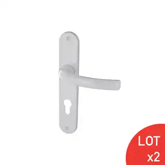Brico Cash Poignées de porte aluminium laqué blanc ral 9016 220x40mm trou de cylindre i offre