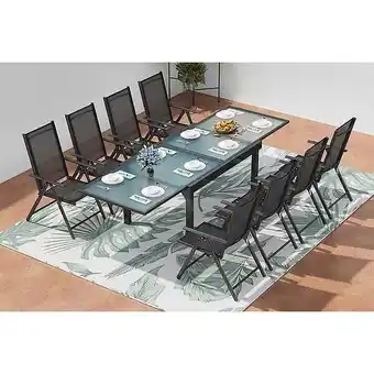 Bricomarché Brescia 8 : ensemble de jardin en aluminium table extensible + 8 fauteuils en textilène offre