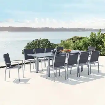 Bricomarché Arezzo 10 gris : salon de jardin extensible en aluminium + 10 assises en textilène offre